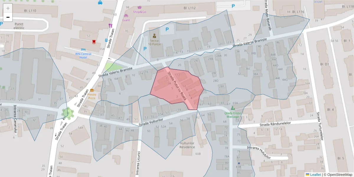 Hartă a codului poștal  și a codurilor poștale învecinate