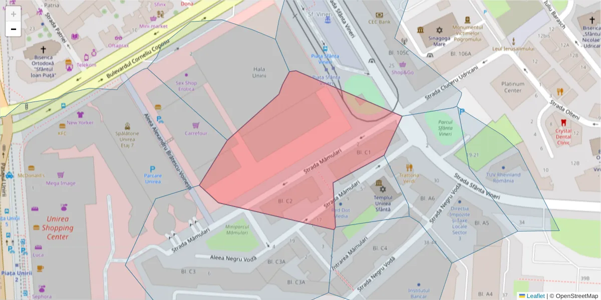 Hartă a codului poștal  și a codurilor poștale învecinate