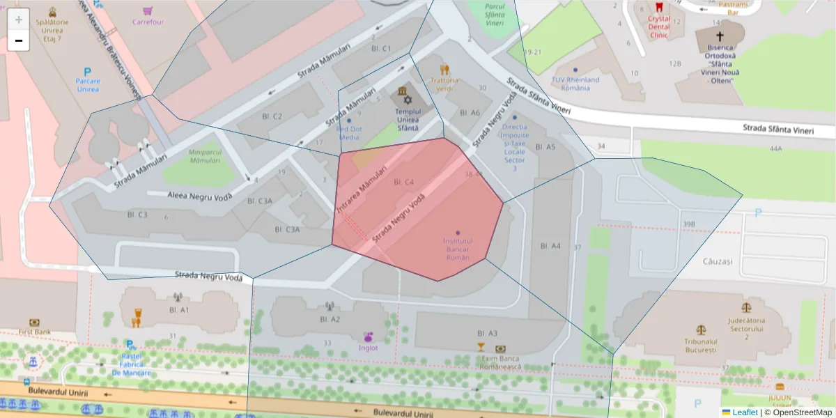 Hartă a codului poștal  și a codurilor poștale învecinate