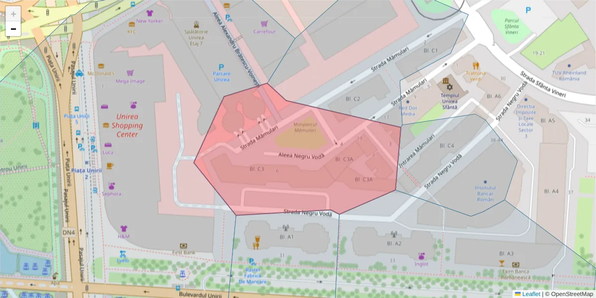 Hartă a codului poștal  și a codurilor poștale învecinate