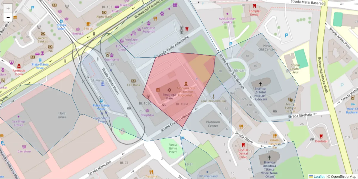 Hartă a codului poștal  și a codurilor poștale învecinate