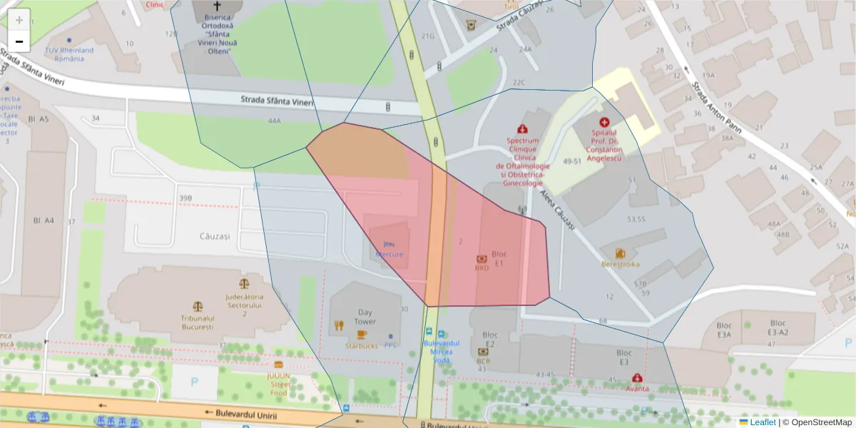 Hartă a codului poștal  și a codurilor poștale învecinate