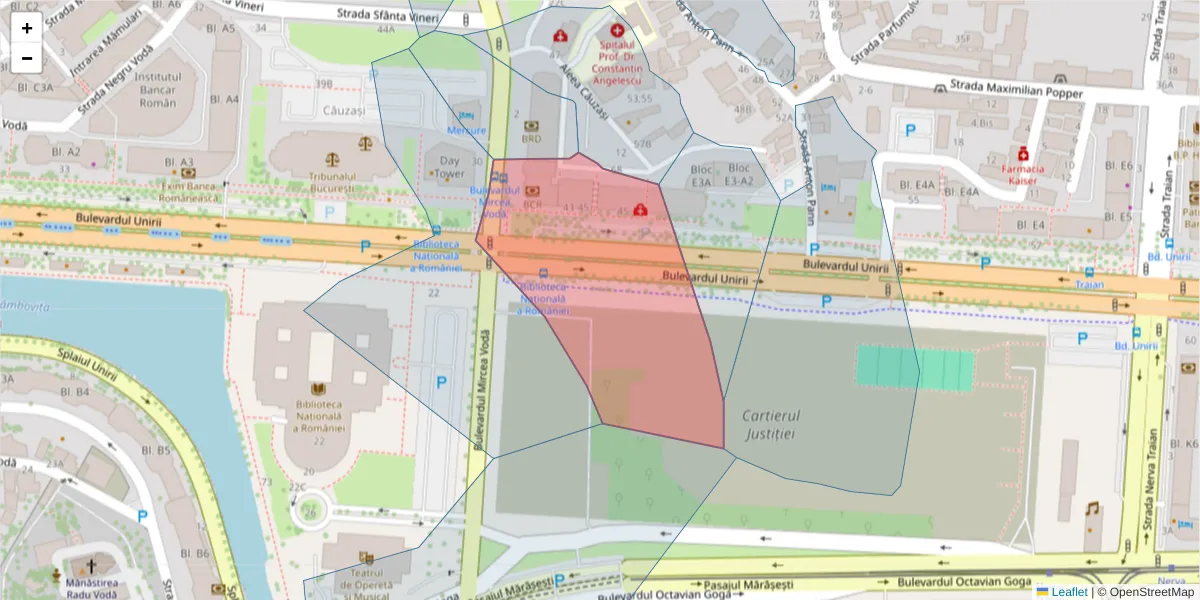 Hartă a codului poștal  și a codurilor poștale învecinate