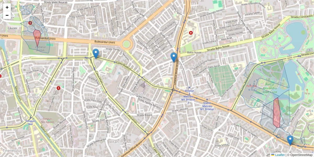 Hartă a codului poștal  și a codurilor poștale învecinate