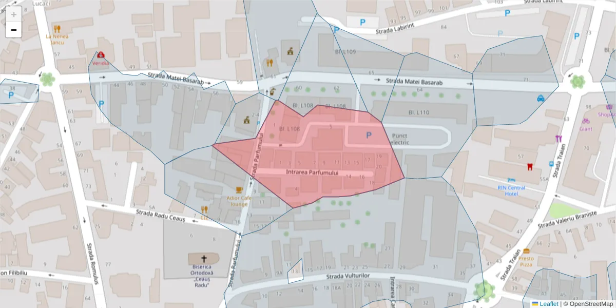 Hartă a codului poștal  și a codurilor poștale învecinate