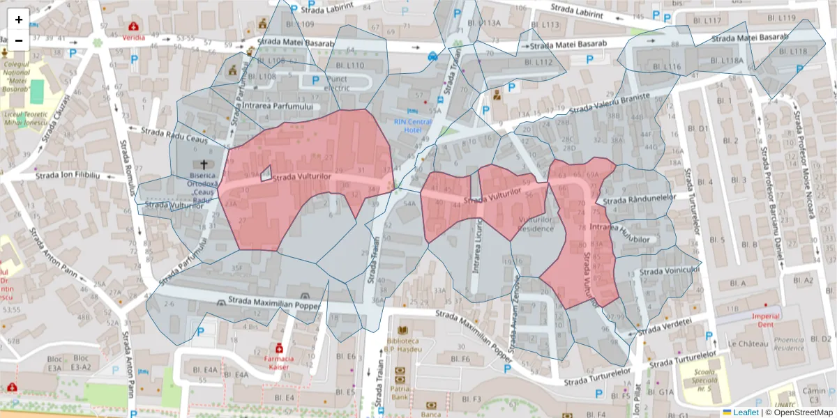 Hartă a codului poștal  și a codurilor poștale învecinate