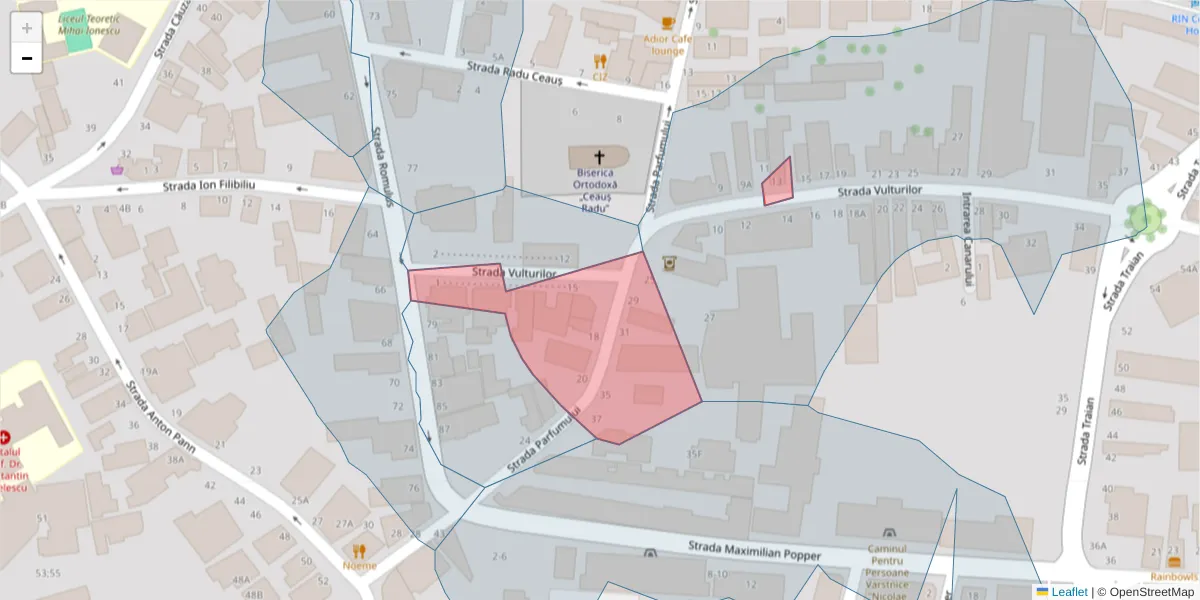 Hartă a codului poștal  și a codurilor poștale învecinate