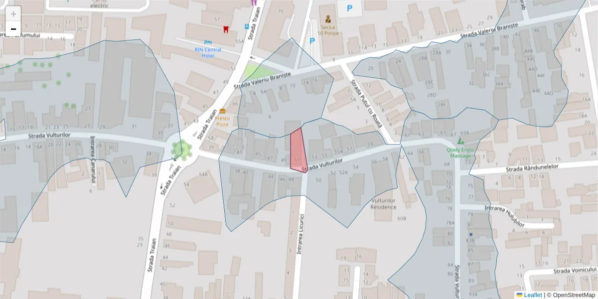 Hartă a codului poștal  și a codurilor poștale învecinate