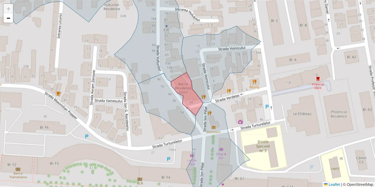 Hartă a codului poștal  și a codurilor poștale învecinate