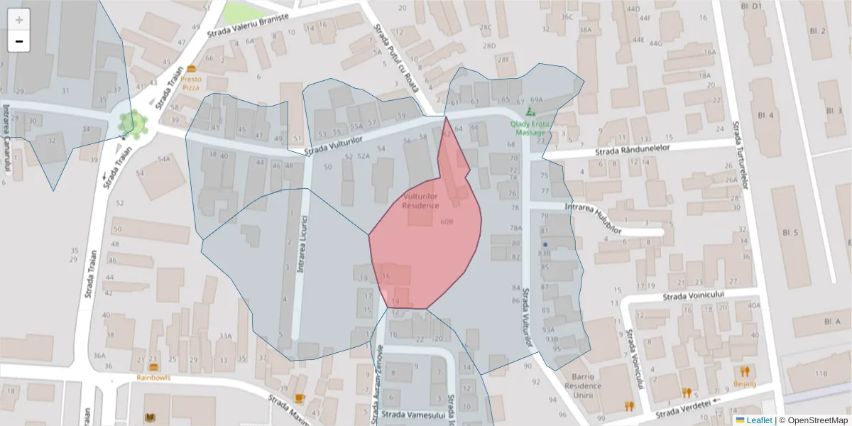 Hartă a codului poștal  și a codurilor poștale învecinate