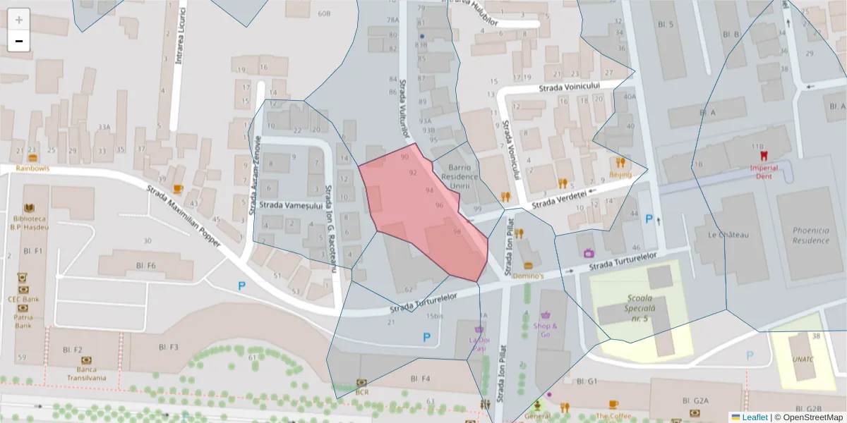 Hartă a codului poștal  și a codurilor poștale învecinate