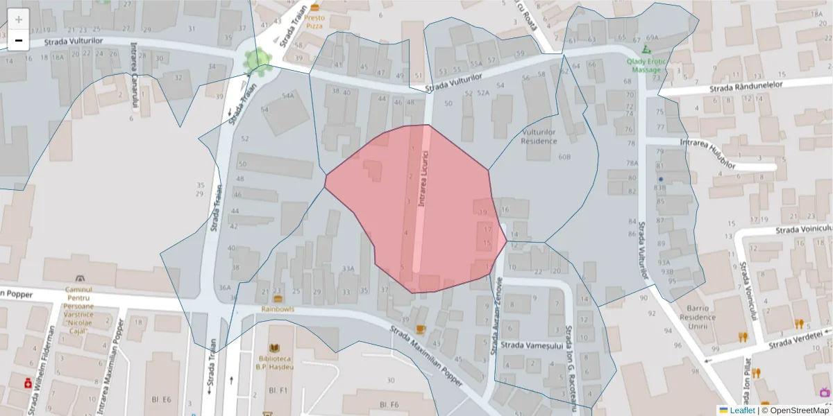 Hartă a codului poștal  și a codurilor poștale învecinate