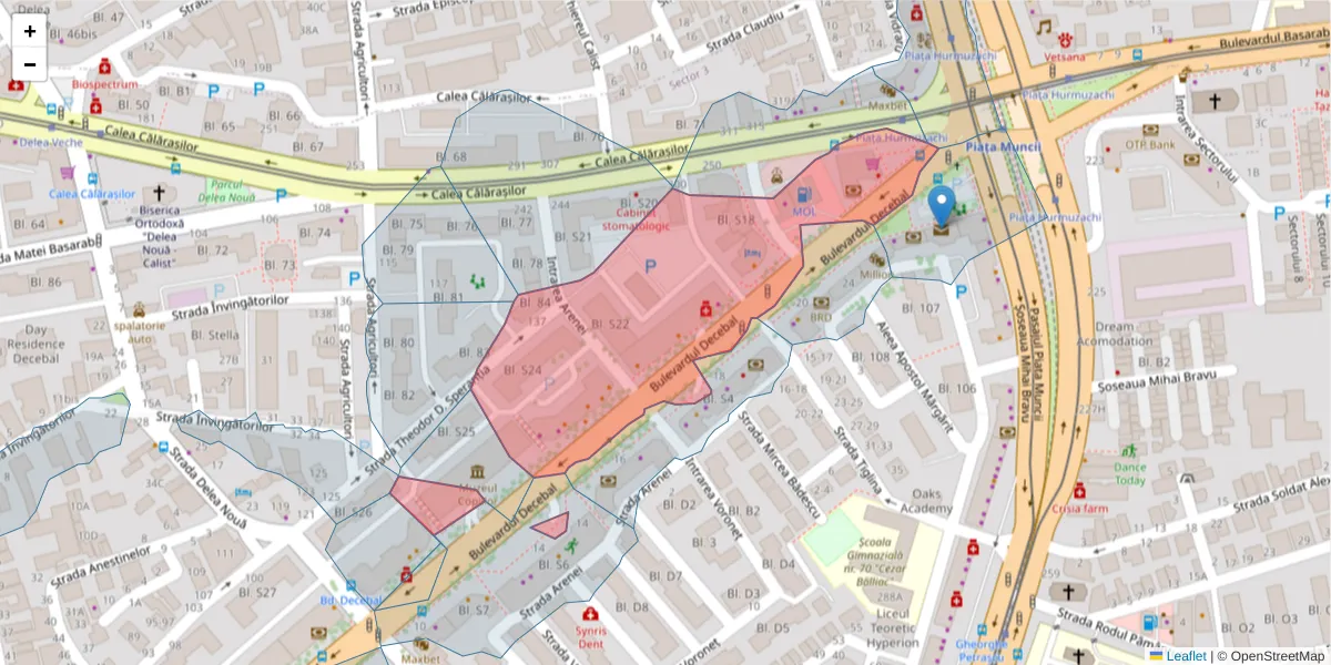 Hartă a codului poștal  și a codurilor poștale învecinate