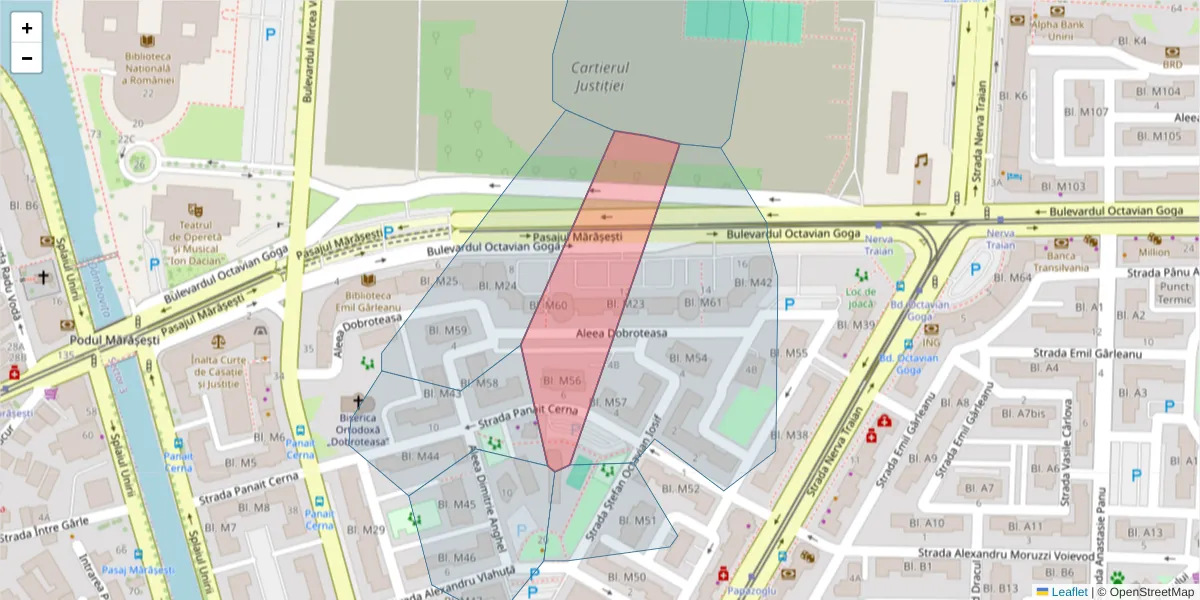 Hartă a codului poștal  și a codurilor poștale învecinate