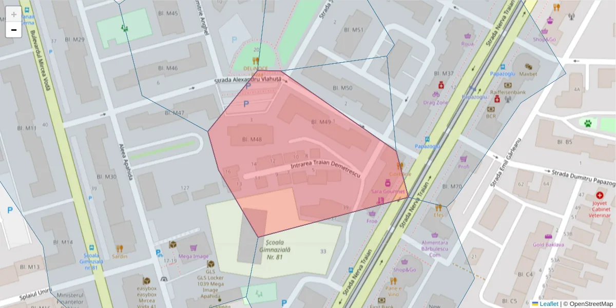 Hartă a codului poștal  și a codurilor poștale învecinate