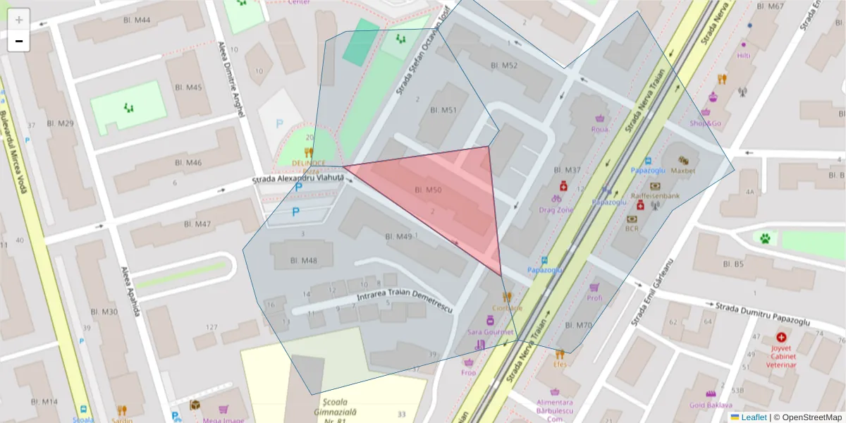 Hartă a codului poștal  și a codurilor poștale învecinate