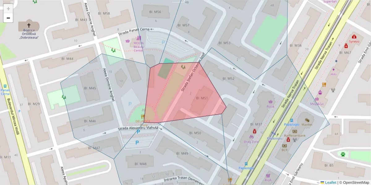 Hartă a codului poștal  și a codurilor poștale învecinate