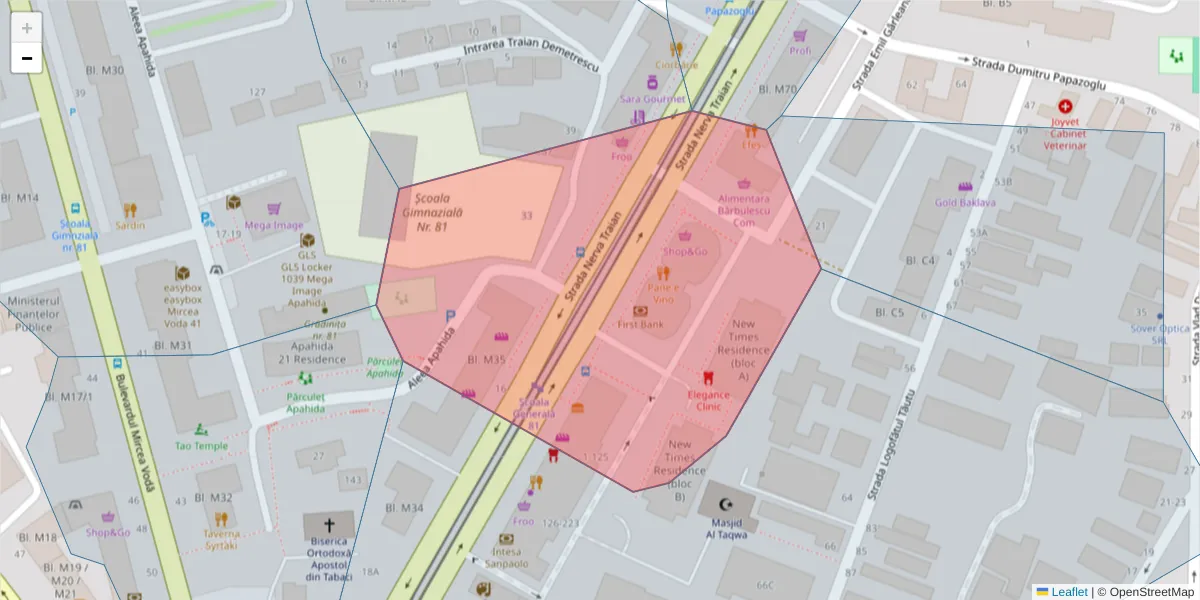 Hartă a codului poștal  și a codurilor poștale învecinate