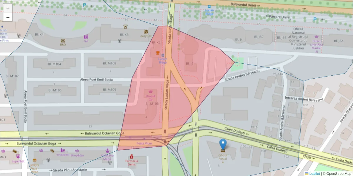 Hartă a codului poștal  și a codurilor poștale învecinate