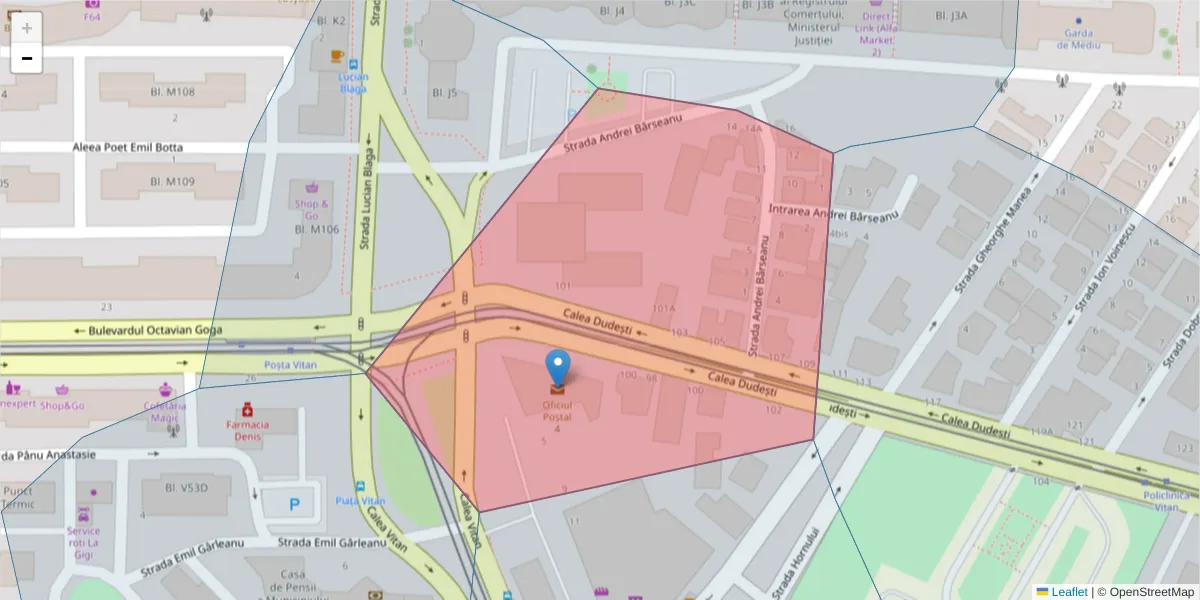 Hartă a codului poștal  și a codurilor poștale învecinate