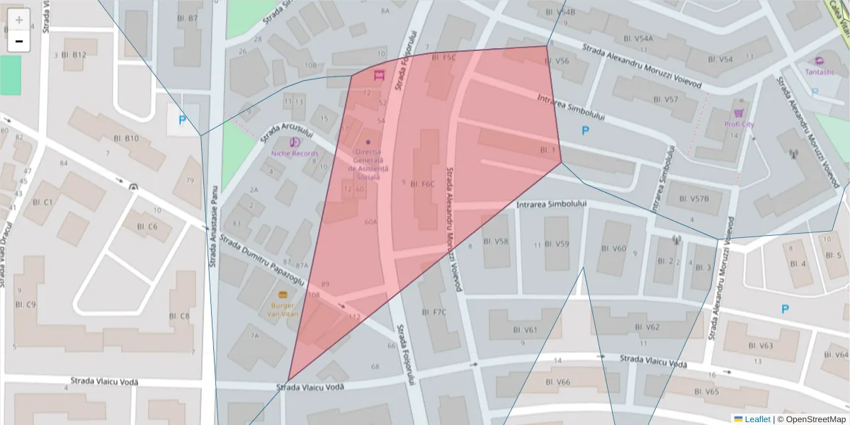 Hartă a codului poștal  și a codurilor poștale învecinate