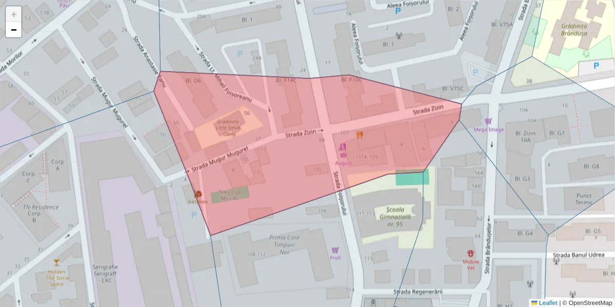 Hartă a codului poștal  și a codurilor poștale învecinate