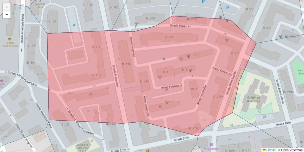 Hartă a codului poștal  și a codurilor poștale învecinate