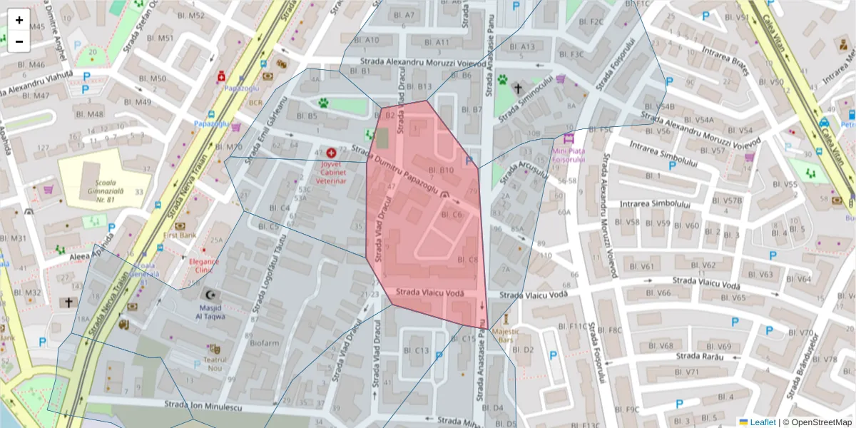 Hartă a codului poștal  și a codurilor poștale învecinate