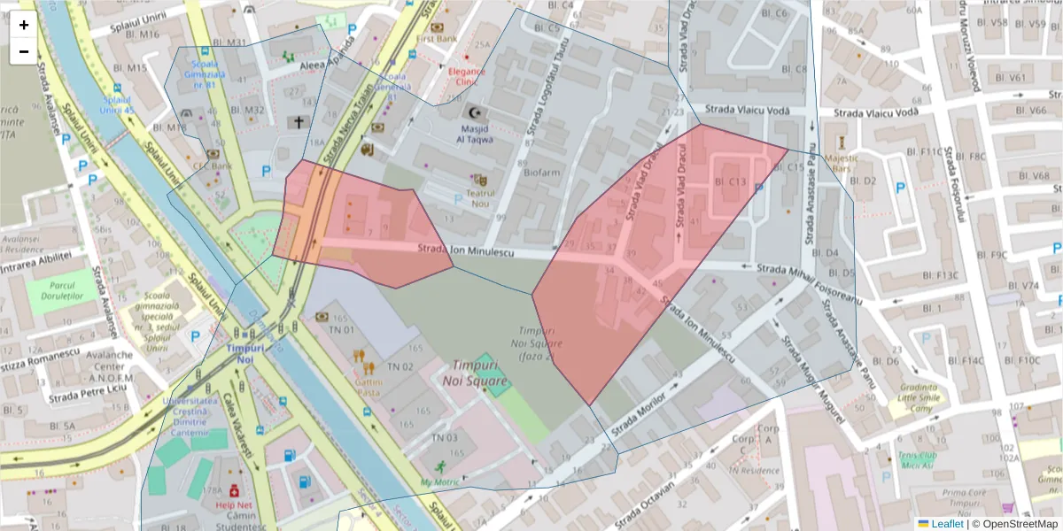 Hartă a codului poștal  și a codurilor poștale învecinate