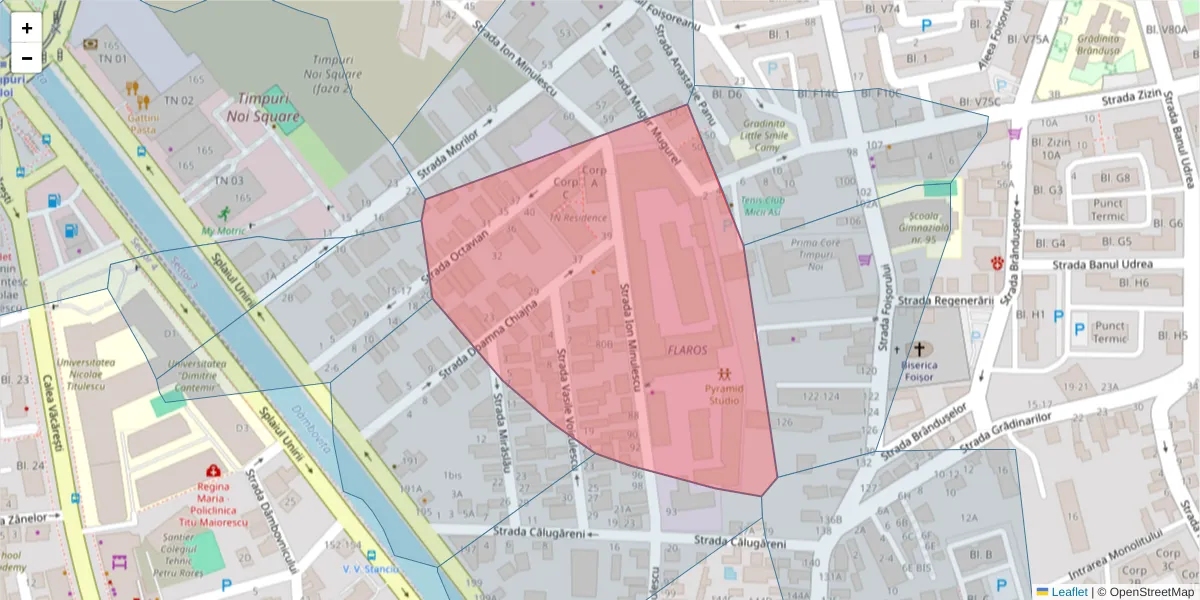 Hartă a codului poștal  și a codurilor poștale învecinate