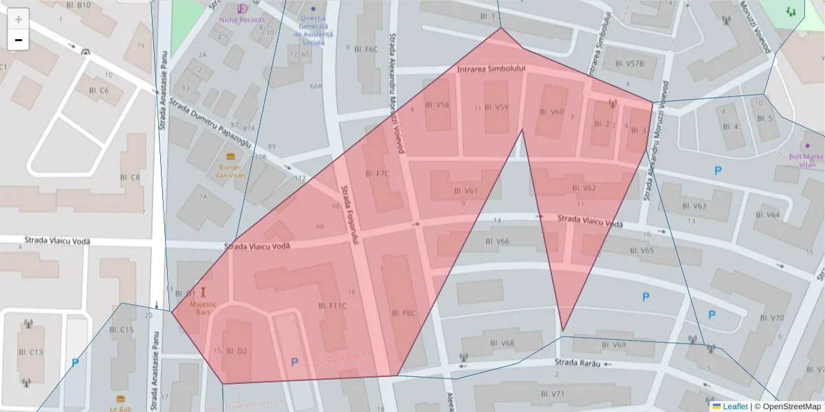 Hartă a codului poștal  și a codurilor poștale învecinate