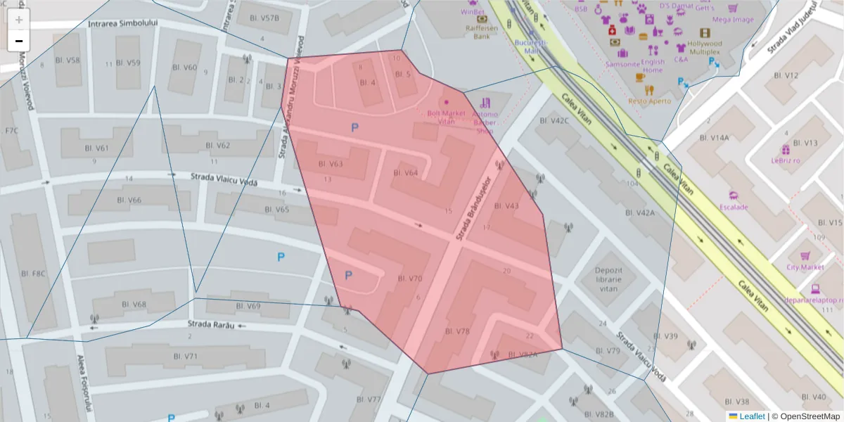 Hartă a codului poștal  și a codurilor poștale învecinate