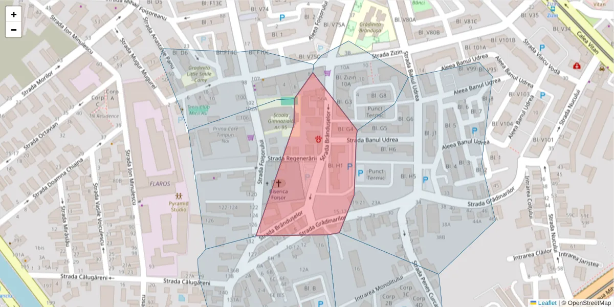 Hartă a codului poștal  și a codurilor poștale învecinate