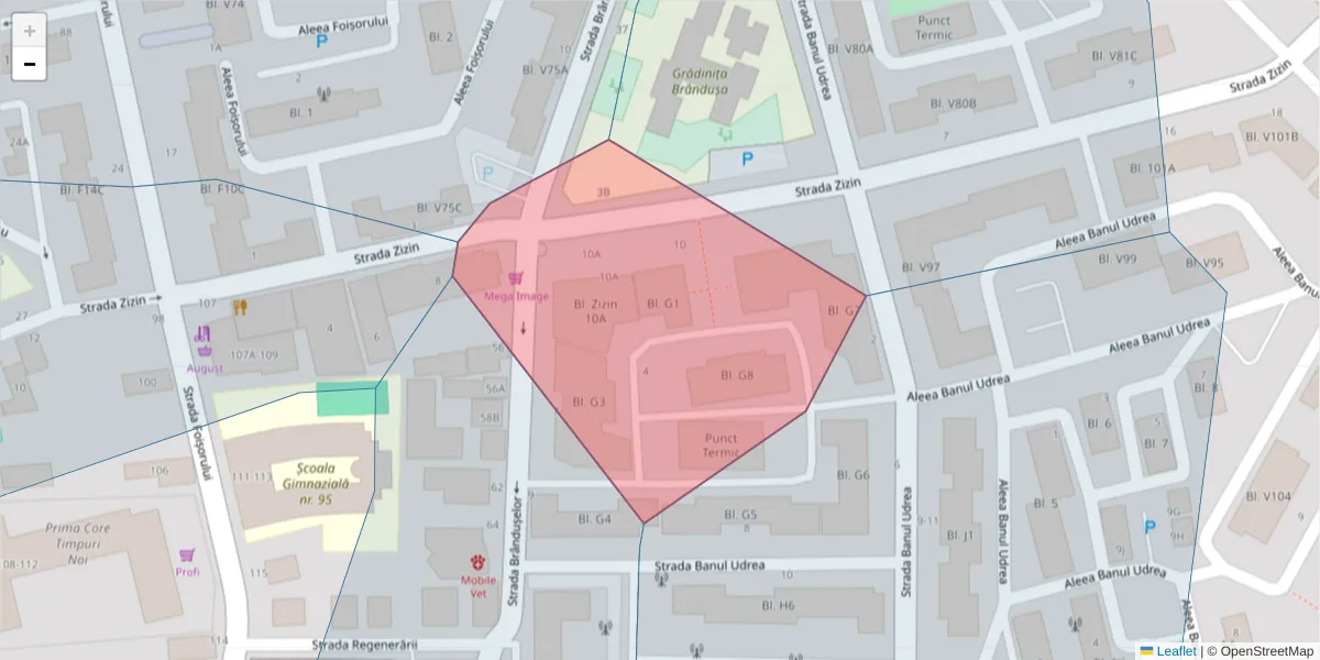 Hartă a codului poștal  și a codurilor poștale învecinate