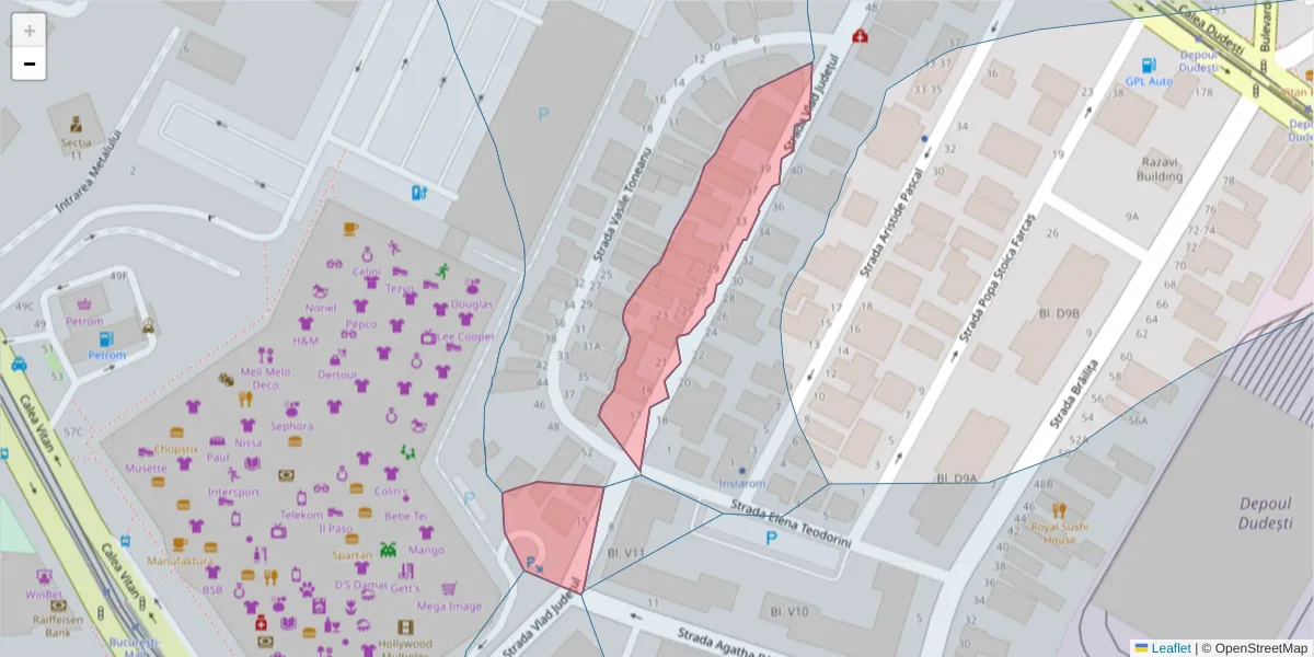 Hartă a codului poștal  și a codurilor poștale învecinate