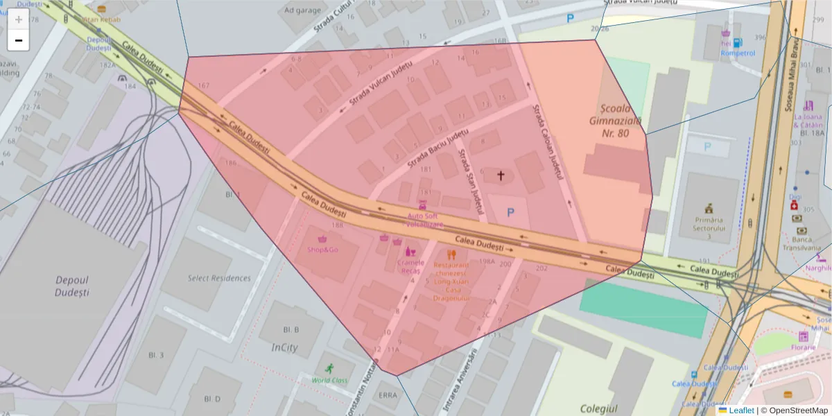 Hartă a codului poștal  și a codurilor poștale învecinate