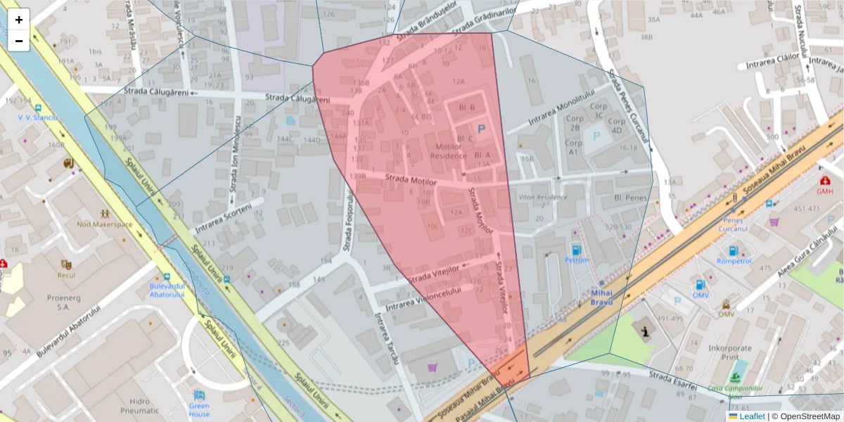 Hartă a codului poștal  și a codurilor poștale învecinate