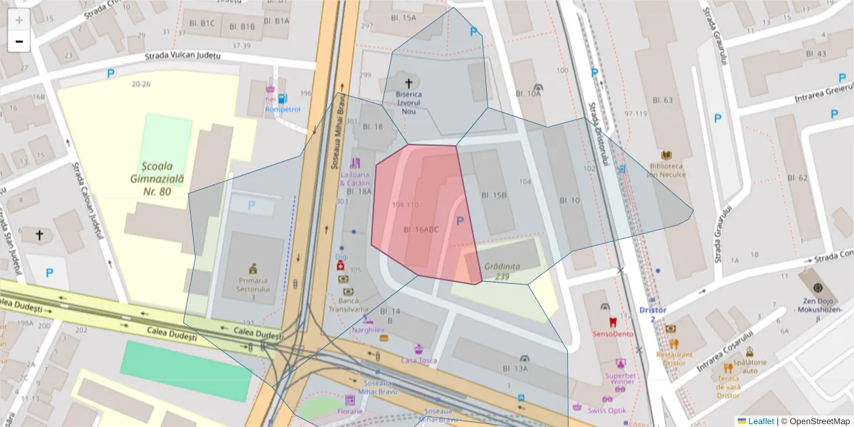 Hartă a codului poștal  și a codurilor poștale învecinate