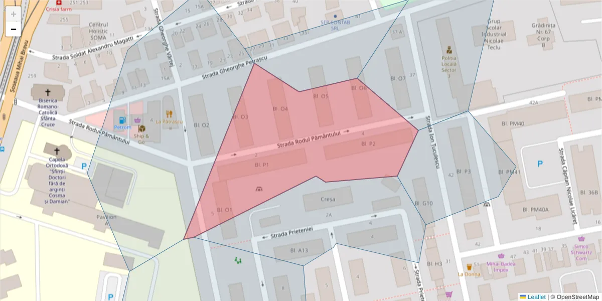 Hartă a codului poștal  și a codurilor poștale învecinate