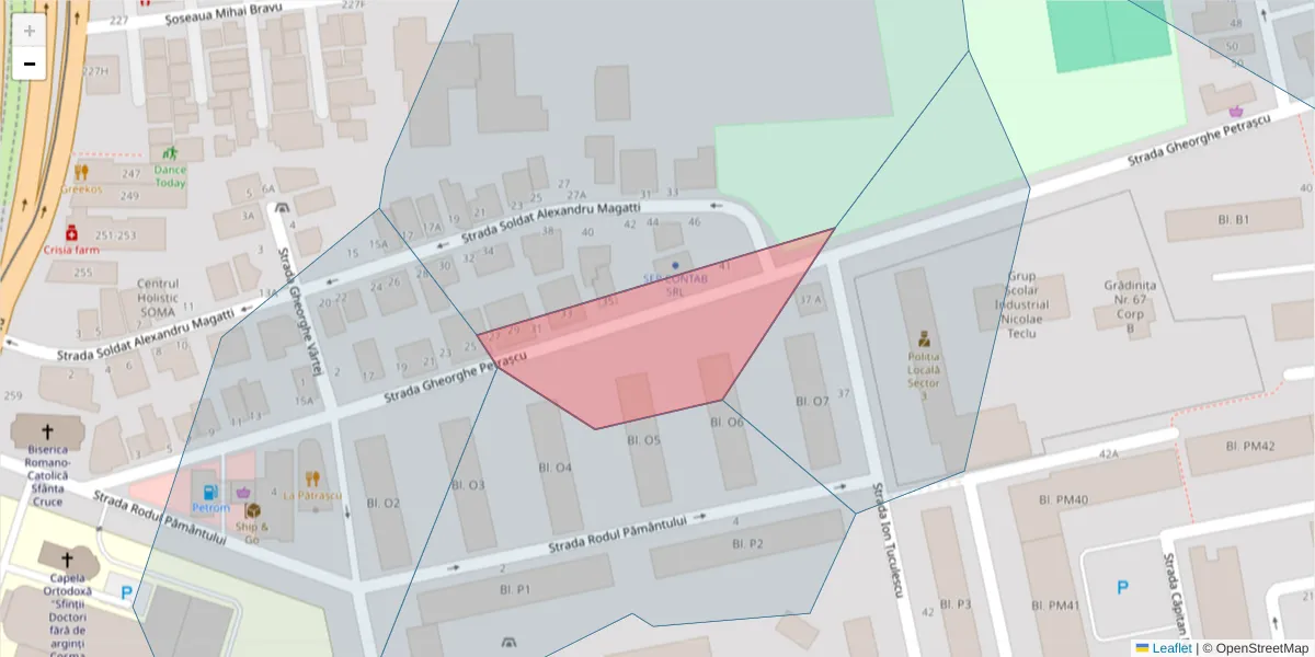 Hartă a codului poștal  și a codurilor poștale învecinate