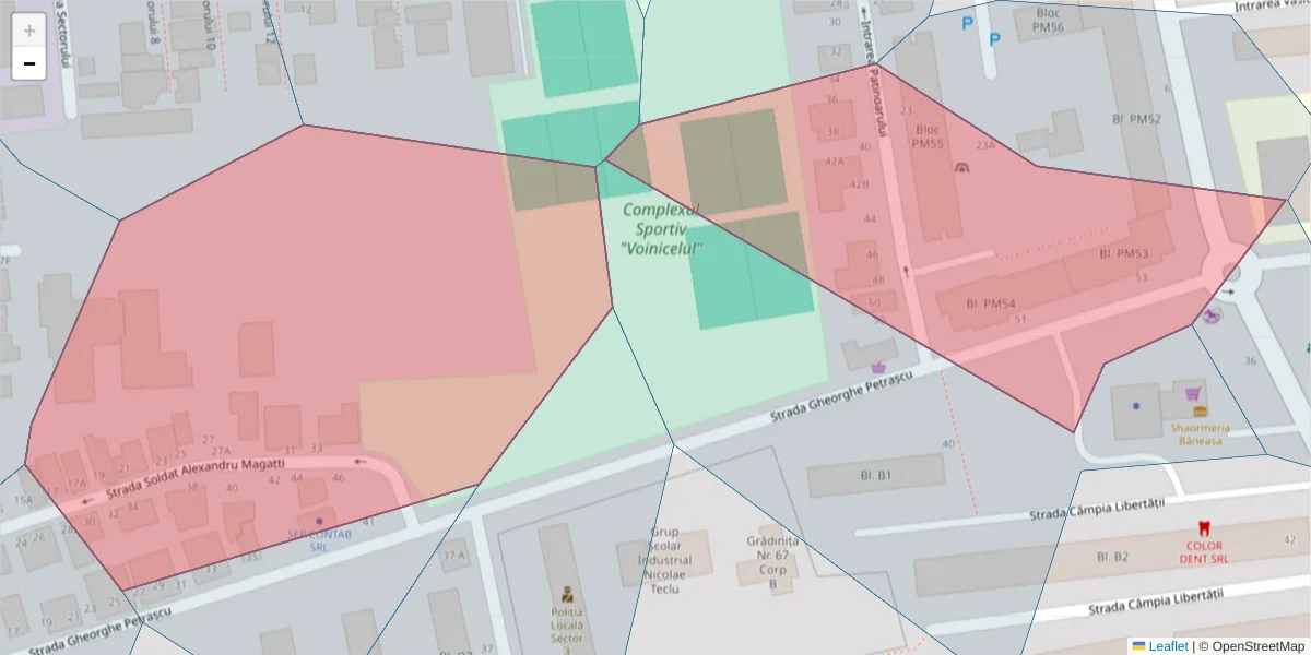 Hartă a codului poștal  și a codurilor poștale învecinate