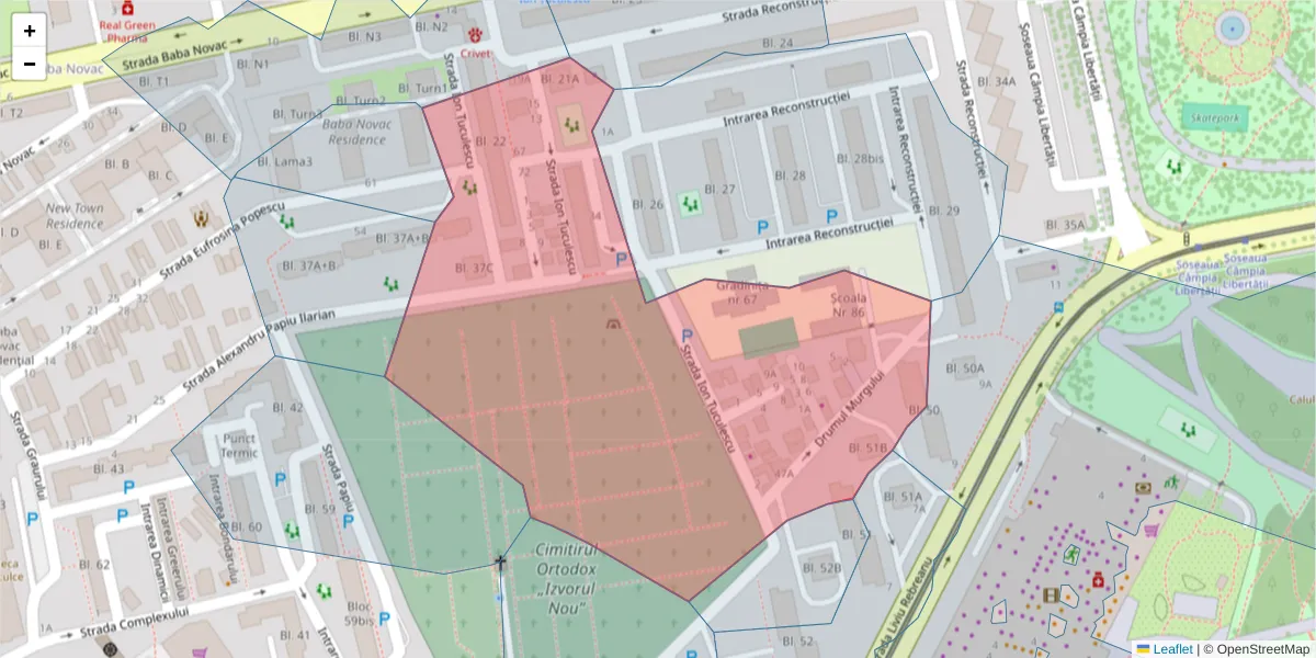 Hartă a codului poștal  și a codurilor poștale învecinate