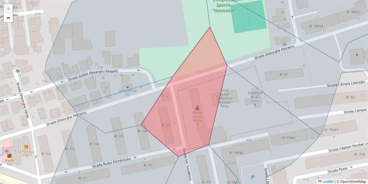 Hartă a codului poștal  și a codurilor poștale învecinate