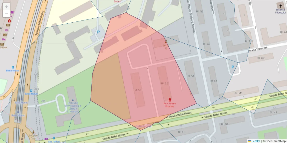 Hartă a codului poștal  și a codurilor poștale învecinate
