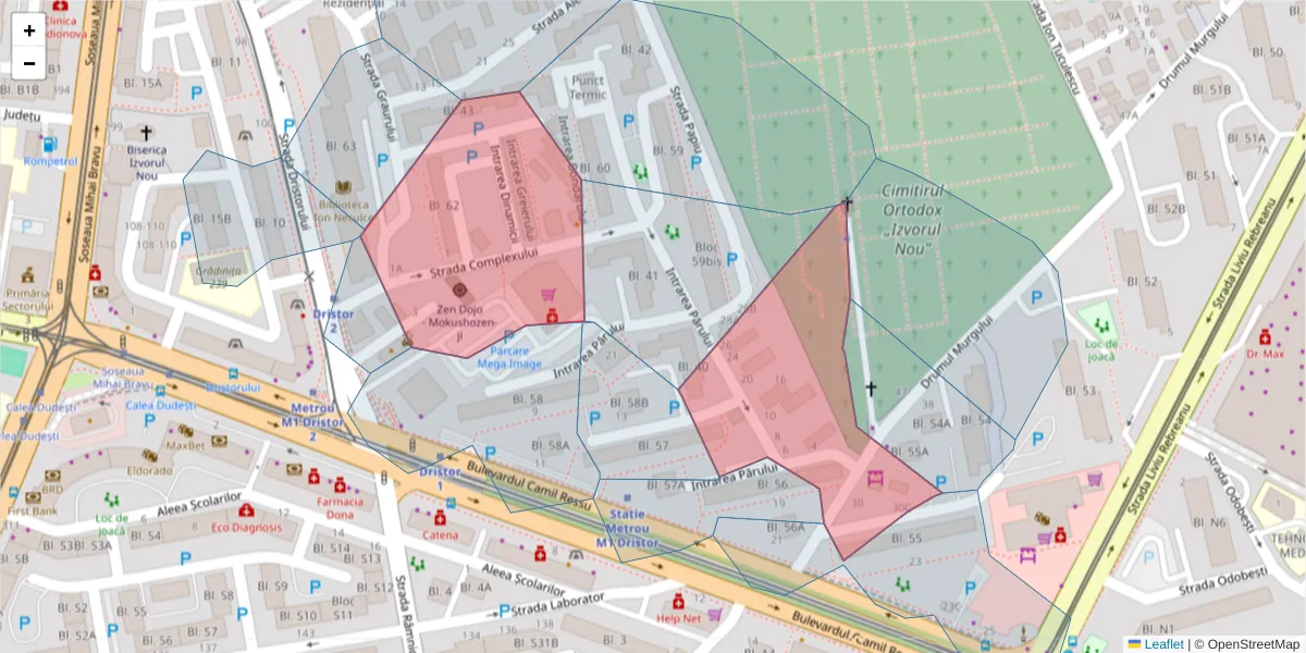 Hartă a codului poștal  și a codurilor poștale învecinate