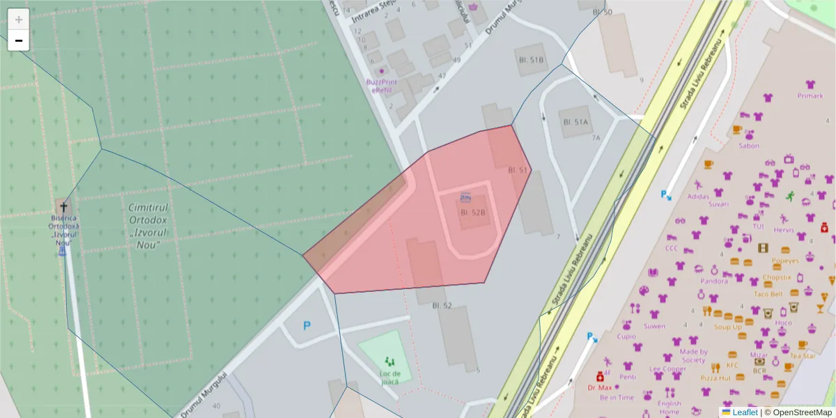 Hartă a codului poștal  și a codurilor poștale învecinate