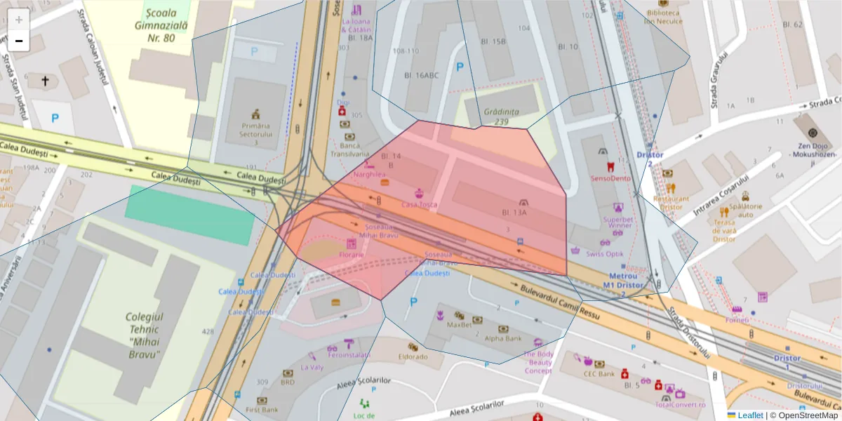 Hartă a codului poștal  și a codurilor poștale învecinate