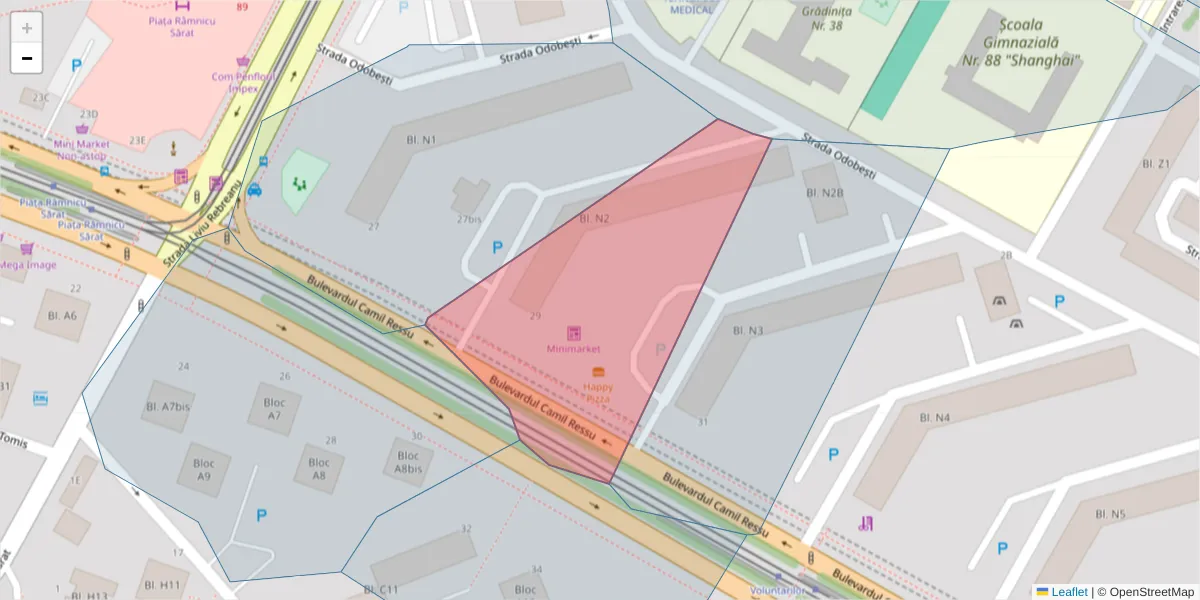 Hartă a codului poștal  și a codurilor poștale învecinate