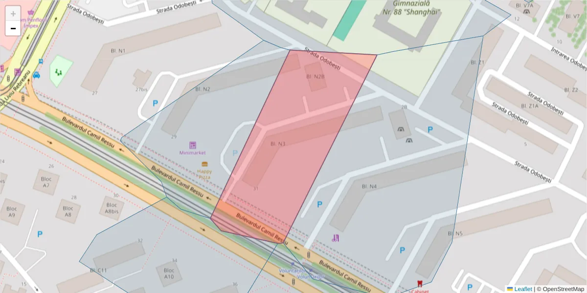 Hartă a codului poștal  și a codurilor poștale învecinate