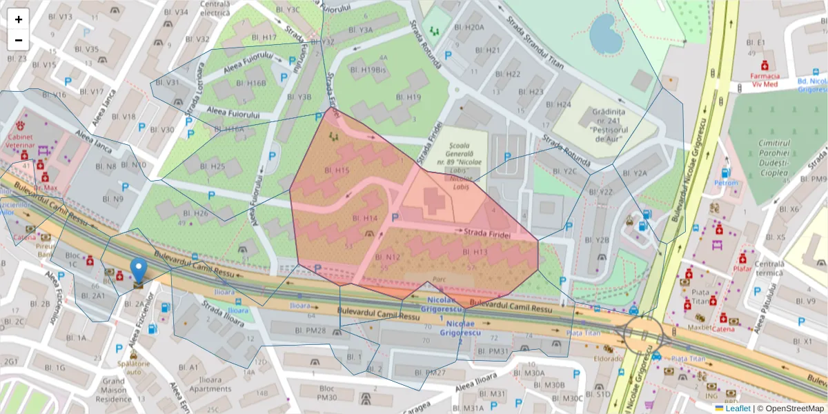 Hartă a codului poștal  și a codurilor poștale învecinate